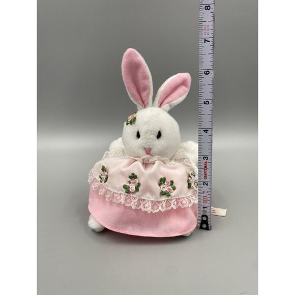 Applause White Bunny Rabbit Plush Stuffed Animal Little Dumpling Pink Bottom 5” - Picture 2 of 5